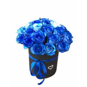 25 Синих роз в черной коробке